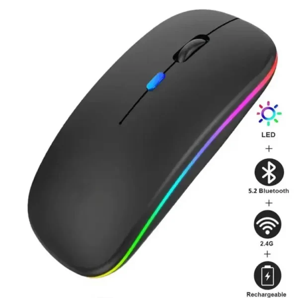 Bluetooth Mouse Dual-Mode Rechargeable RGB Silent Click-Hawk HK01.